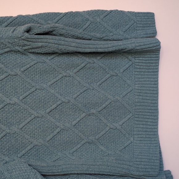 Barbour Turquoise Cable Knit Turtleneck Sweater Size 6 - Picture 7 of 10